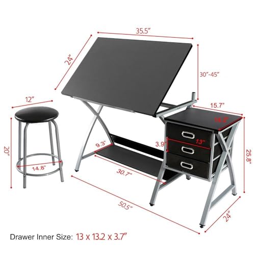 Modern Art Desk for Artists with Adjustable Tabletop