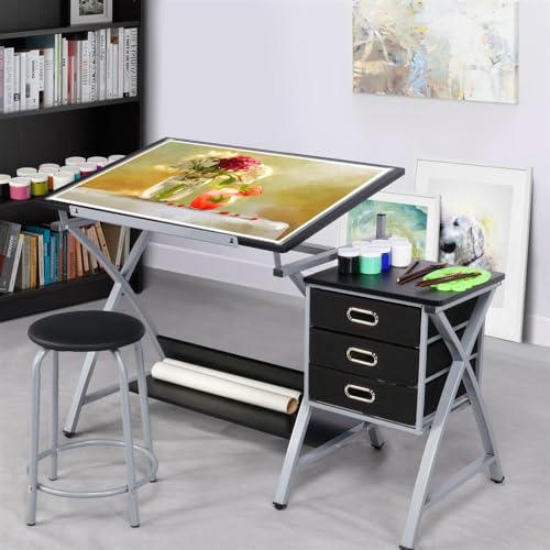 Modern Art Desk for Artists with Adjustable Tabletop