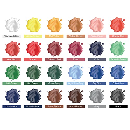 24 Color Acrylic Paint Set with 10 Art Brushes