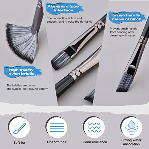 24-Piece Artist Paint Brush Set for Acrylic, Oil, Watercolor
