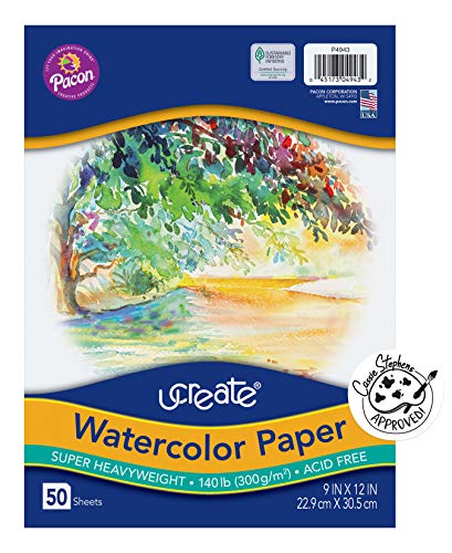 Bulk UCreate Watercolor Paper, 140 Lb., White, 9" x 12