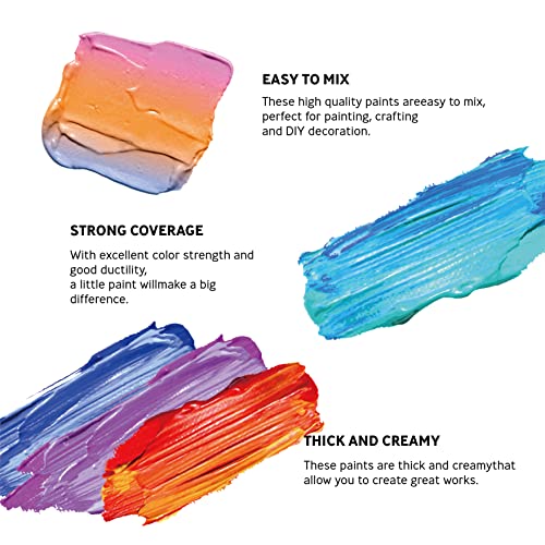 24 Color Acrylic Paint Set with 10 Art Brushes
