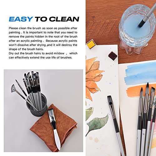 24-Piece Artist Paint Brush Set for Acrylic, Oil, Watercolor