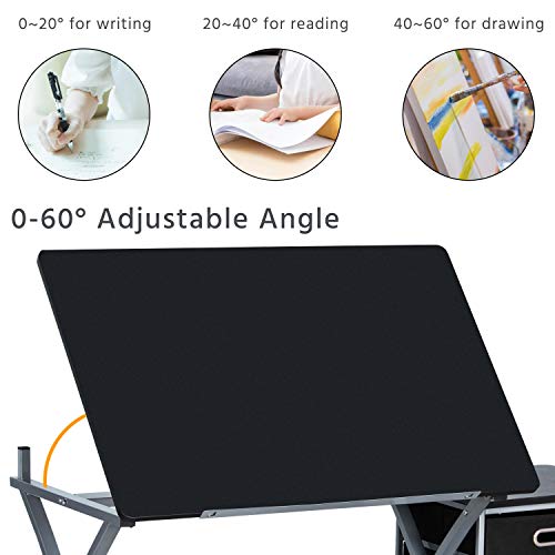 Modern Art Desk for Artists with Adjustable Tabletop
