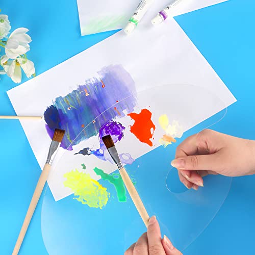 Tamaki 2 Pack Acrylic Paint Palette with Thumb Hole Clear Paint Pallet, Easy Clean Non-Stick Artist Pallet for Oil Watercolor Craft DIY Art Painting Palette