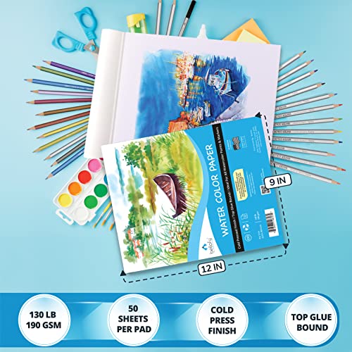 Bellofy Watercolor Paper Pad | 100 Sheets, 9x12
