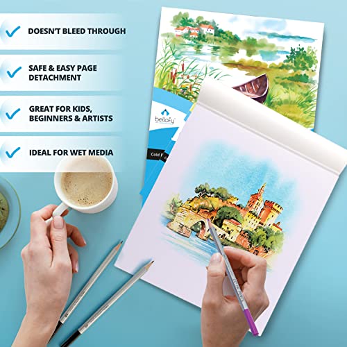 Bellofy Watercolor Paper Pad | 100 Sheets, 9x12