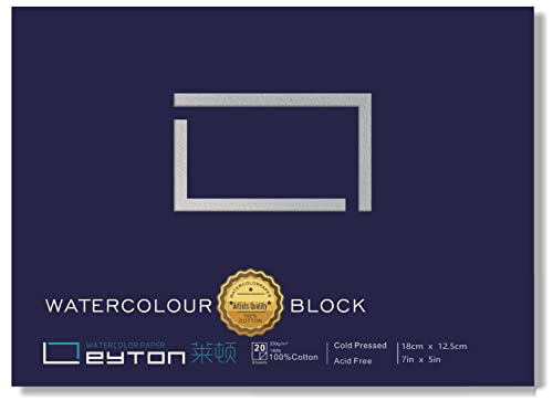 Premium Watercolor Paper Block - 100% Cotton, 160lb, 20 Sheets
