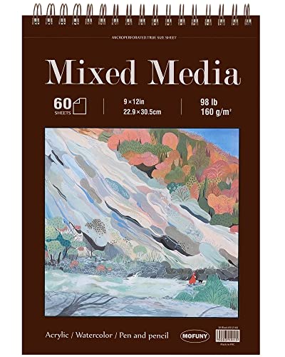 Mixed Media Sketch Pad, 9x12, 60 Sheets, Heavyweight Spiral Sketchbook