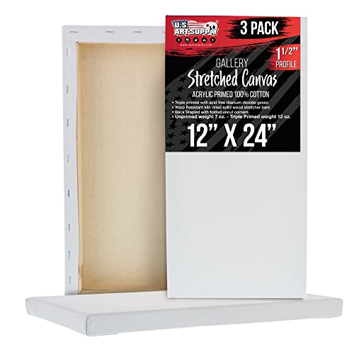 12"x24" Gallery Depth Canvas 3-Pack - Acrylic Gesso