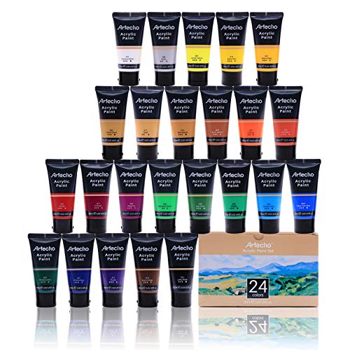 Artecho Professional Acrylic Paint Set, 24 Colors, 60ml