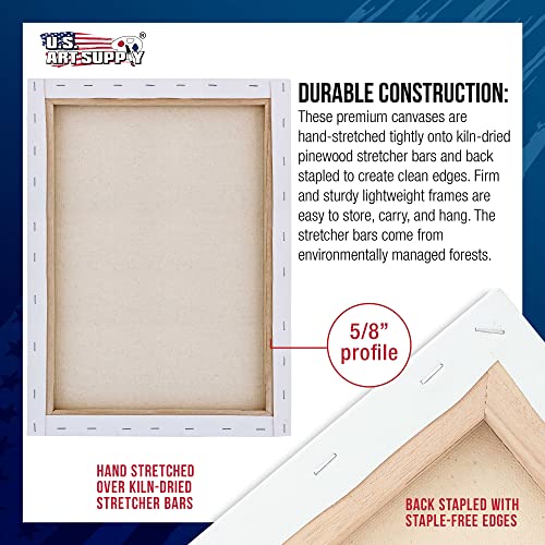 Professional Grade 9x12 Stretched Canvas 8-Pack