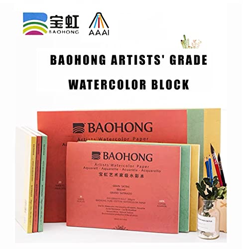 BAOHONG Watercolor Paper Block, 100% Cotton, 140LB/300GSM, Cold Press