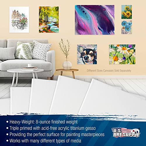 Professional Grade 9x12 Stretched Canvas 8-Pack