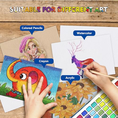 50 Sheets Watercolor Paper Pack, Thick Off-White, 5x7