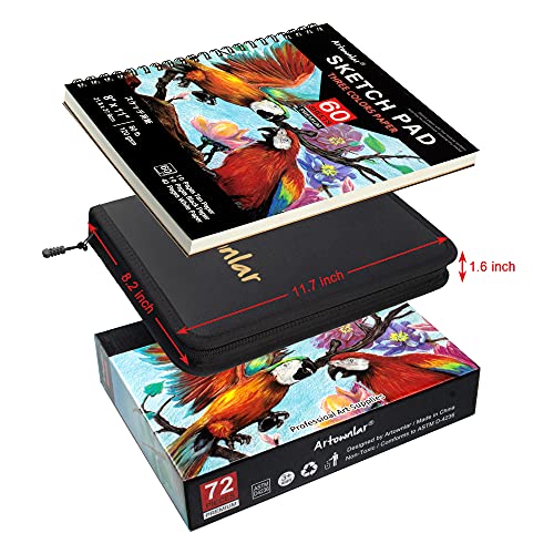 Artownlar 72 Piece Sketching Set with Sketchbook & Gift Case
