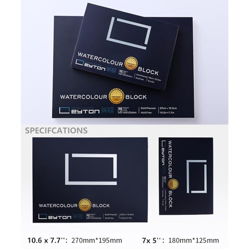 Premium Watercolor Paper Block - 100% Cotton, 160lb, 20 Sheets