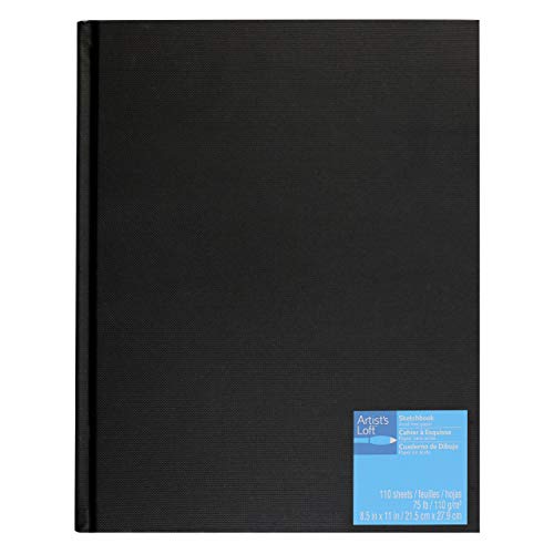 8.5 x 11 Black Hardbound Sketchbook, 110 Sheets