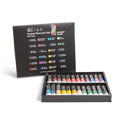 Elan Professional Watercolor Paint Set - 24 Tubes