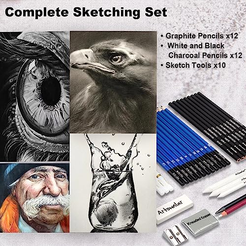 Artownlar 72 Piece Sketching Set with Sketchbook & Gift Case