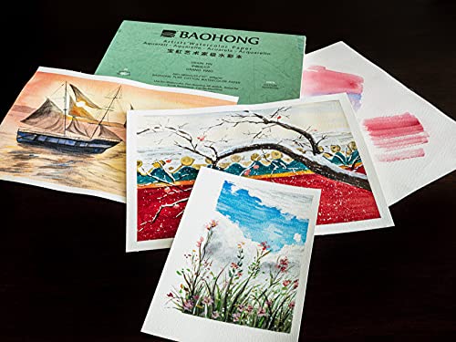BAOHONG Watercolor Paper Block, 100% Cotton, 140LB/300GSM, Cold Press