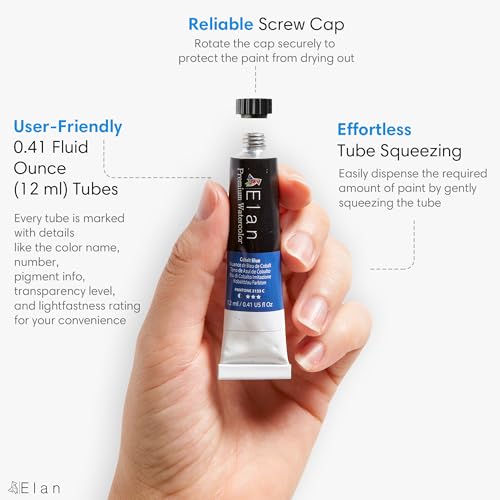 Elan Professional Watercolor Paint Set - 24 Tubes