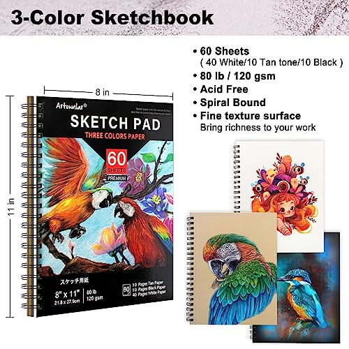Artownlar 72 Piece Sketching Set with Sketchbook & Gift Case