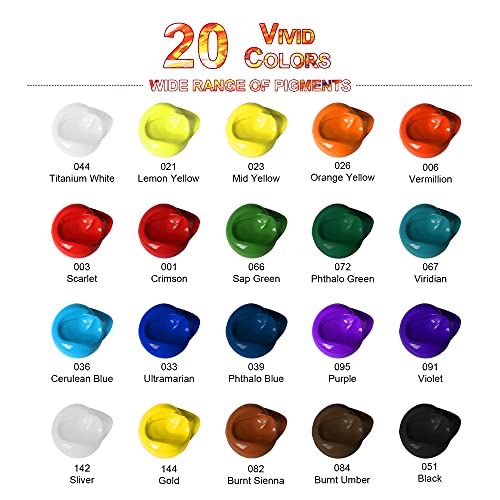 PENTRISTA 20 Colors Acrylic Paint Set for Artists