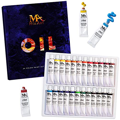 MozArt Oil Paint Set - 24 Rich Non-Toxic Colors