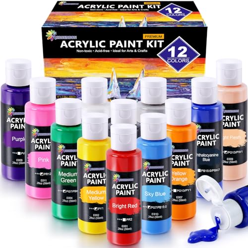 12 Colors Premium Acrylic Paint Set for Artists
