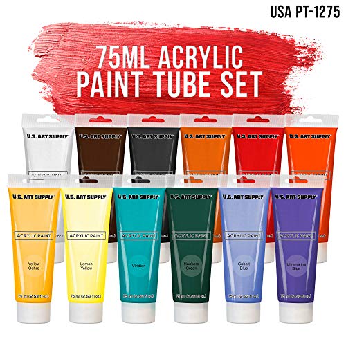 12 Color Set of Acrylic Paint in 75ml Tubes