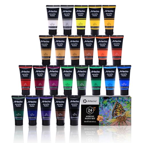 Artecho Professional Acrylic Paint Set, 24 Colors, 60ml