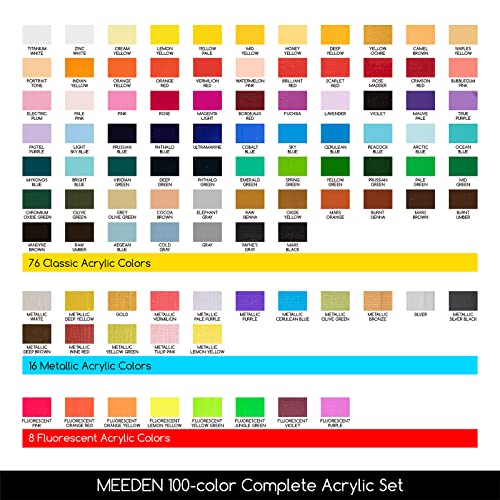 MEEDEN 100 Color Heavy Body Acrylic Paint Tube Set