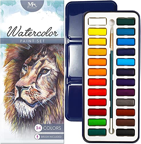 MozArt Watercolor Paint Set - 24 Vibrant Colors
