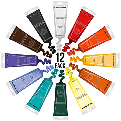 12 Color Set of Acrylic Paint in 75ml Tubes