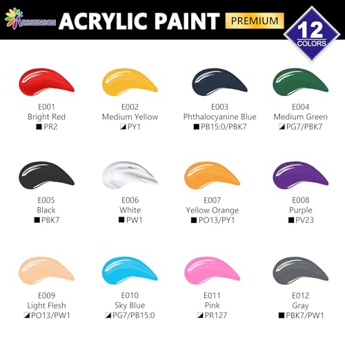 12 Colors Premium Acrylic Paint Set for Artists
