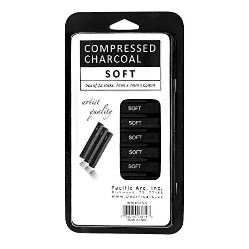 12 Pack Soft Compressed Charcoal Sticks for Drawing