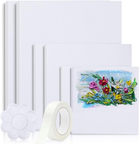 White Canvas Set with Paint Palettes and Tape