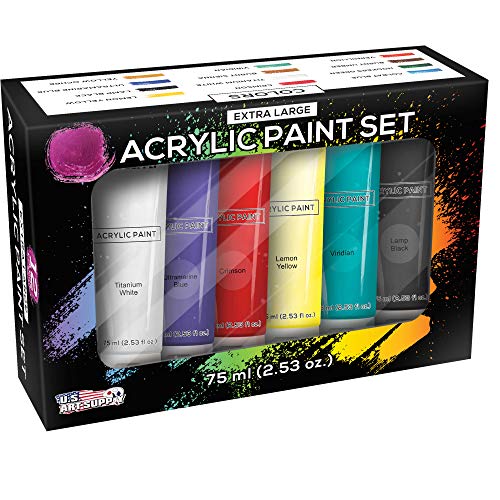 12 Color Set of Acrylic Paint in 75ml Tubes