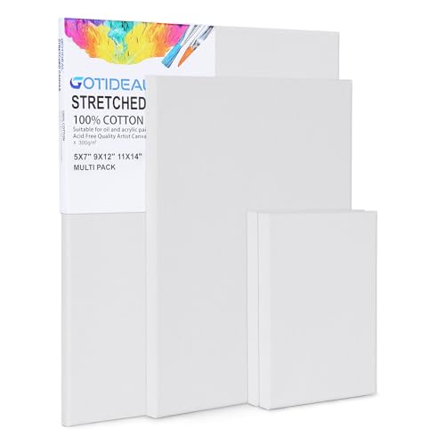 White Primed Canvas Board Set for Painting - 4 Pack