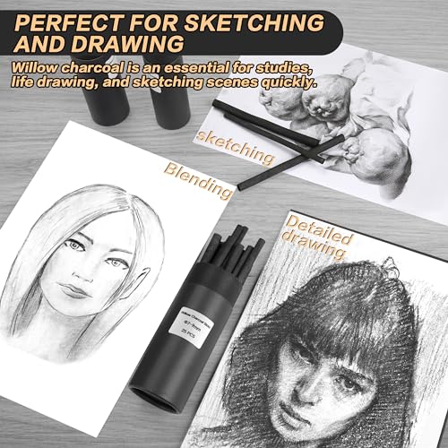 MyLifeUNIT Charcoal Sticks & Pencils for Drawing, Pack of 25