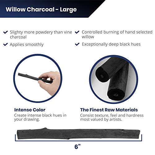 Soft Thick Willow Charcoal Sticks for Sketching & Drawing
