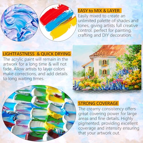 12 Colors Premium Acrylic Paint Set for Artists