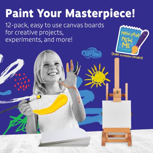 Pack of 12, 5 x 5 Inch Blank White Canvases