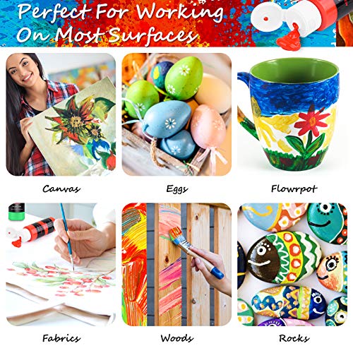 Caliart Acrylic Paint Set: 24 Colors, 12 Brushes