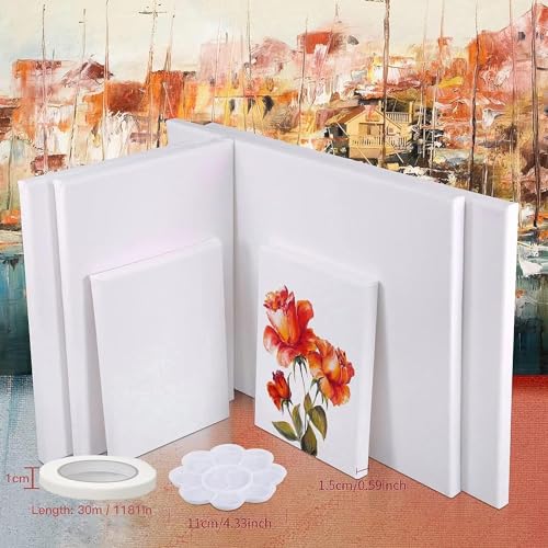 White Canvas Set with Paint Palettes and Tape