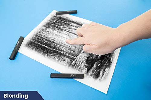 12 Pack Soft Compressed Charcoal Sticks for Drawing