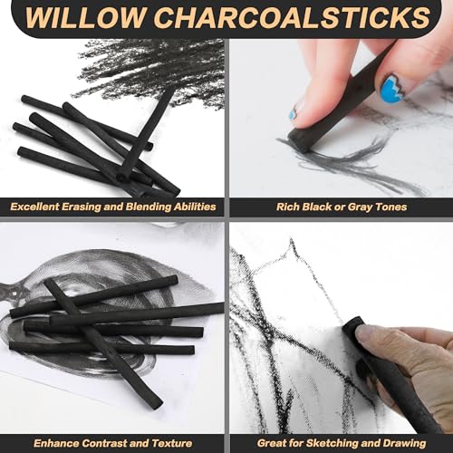 MyLifeUNIT Charcoal Sticks & Pencils for Drawing, Pack of 25