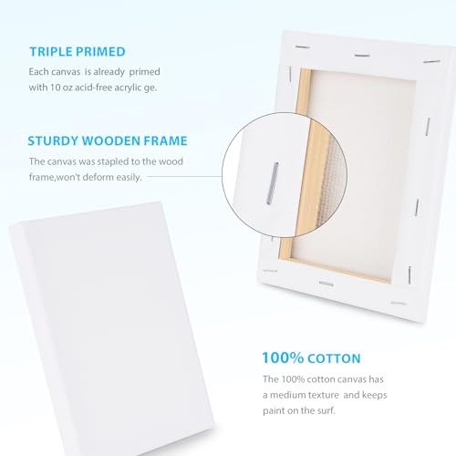 White Primed Canvas Board Set for Painting - 4 Pack