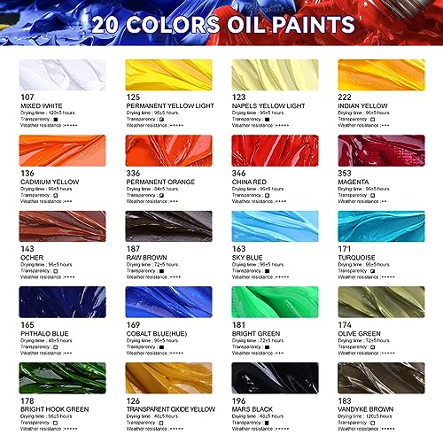 Paul Rubens 20 Color Oil Paint Set, 60ml tubes